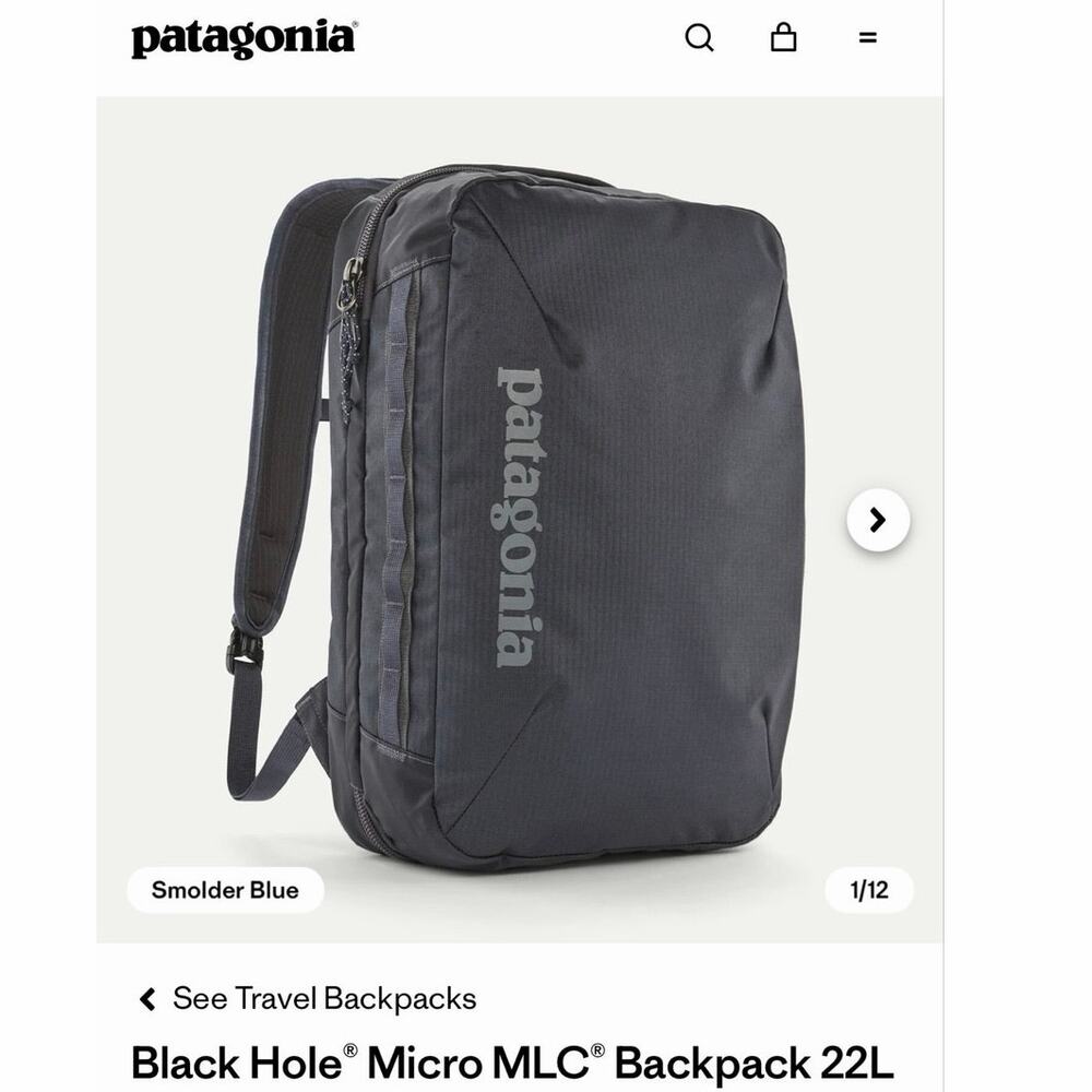 Patagonia Black Hole Micro MLC Travel Backpack 22L Smolder Blue